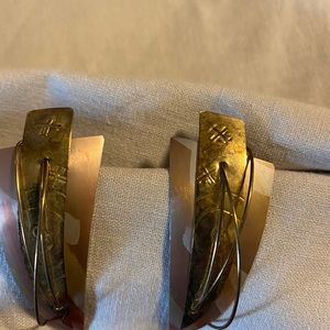 Funky gold metallic earrings